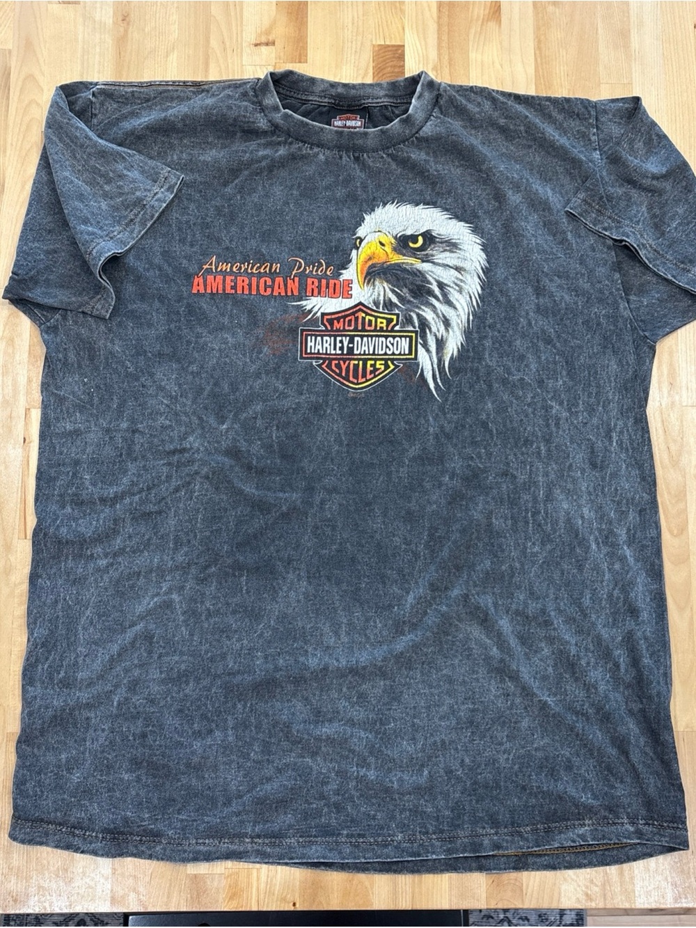 Vintage Y2K Harley-Davidson T-shirt Gray Acid Wash Eagle Biker Sz XL USA